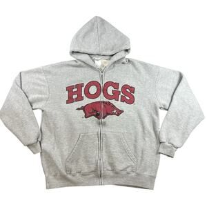 Arkansas Razorbacks Hogs Hoodie Men’s XL Full Zip Gray NCAA Fleece Sweatshirt
